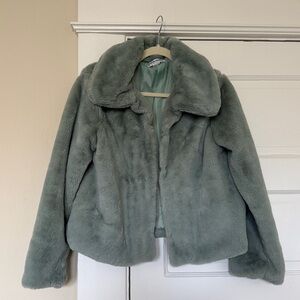 Charlie Holiday Plush Teddy Jacket in Soft Green